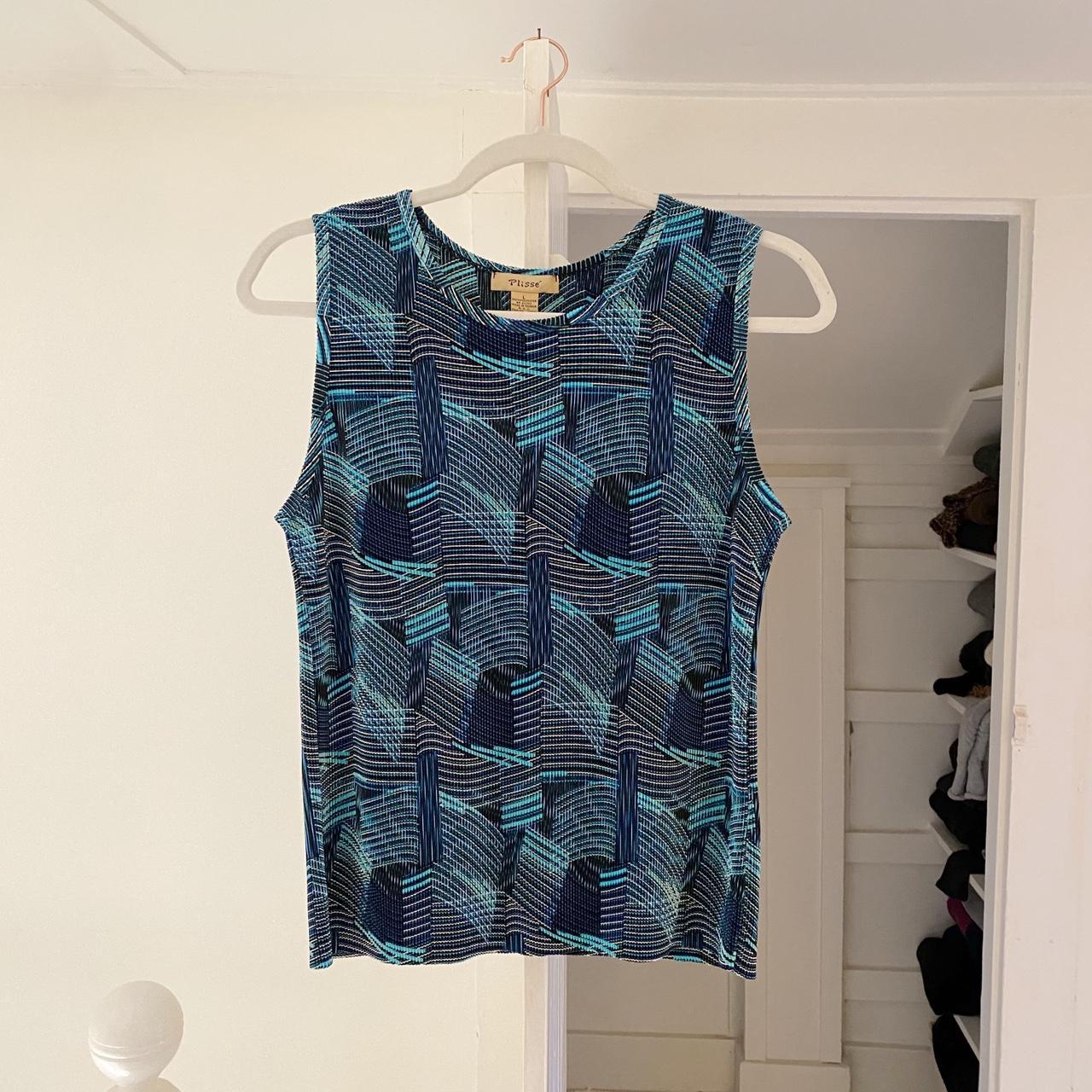 Plissé Vintage Y2K Printed Accordian Pleat Top Size L