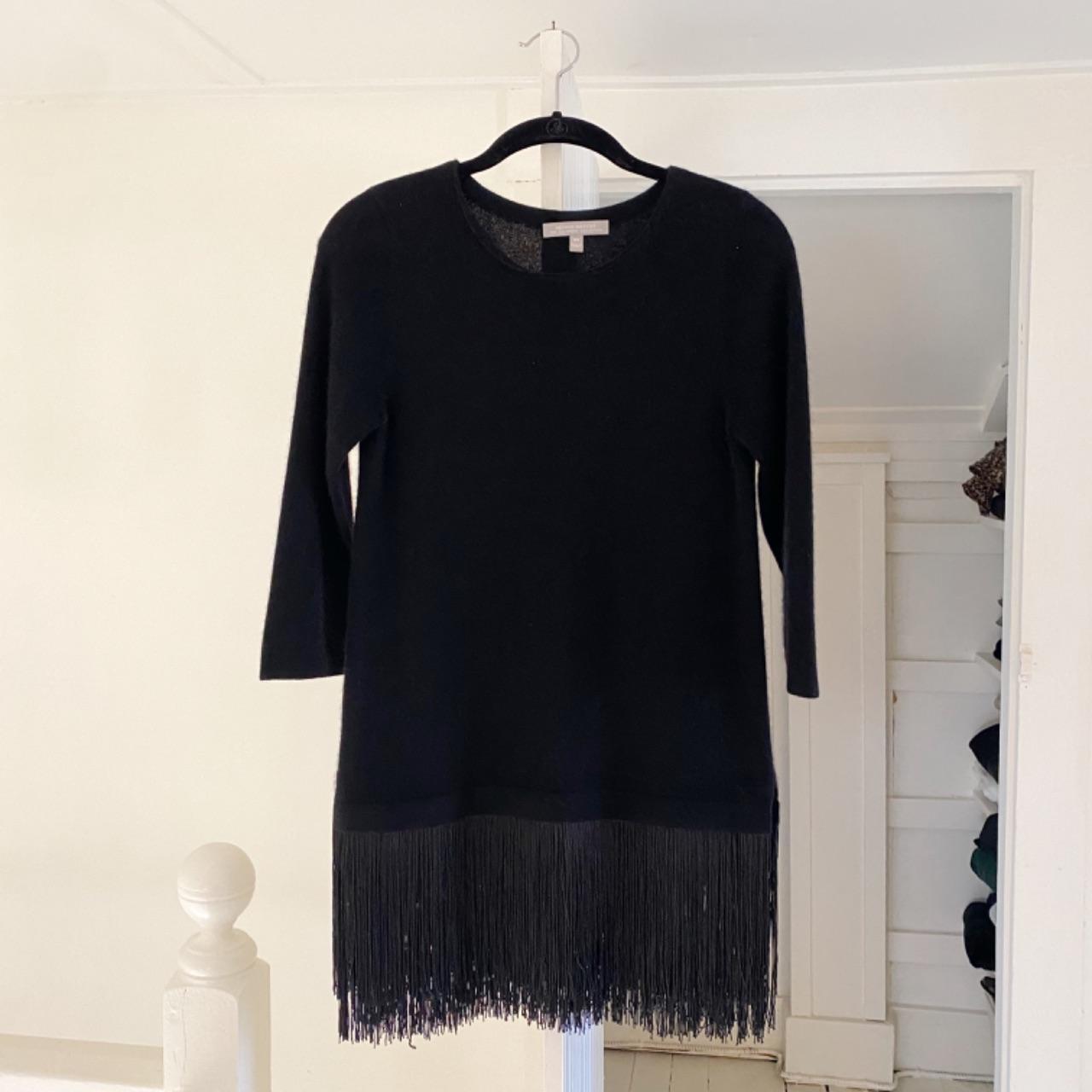 Neiman Marcus Cashmere Fringe Hem Tunic Sweater Size XS