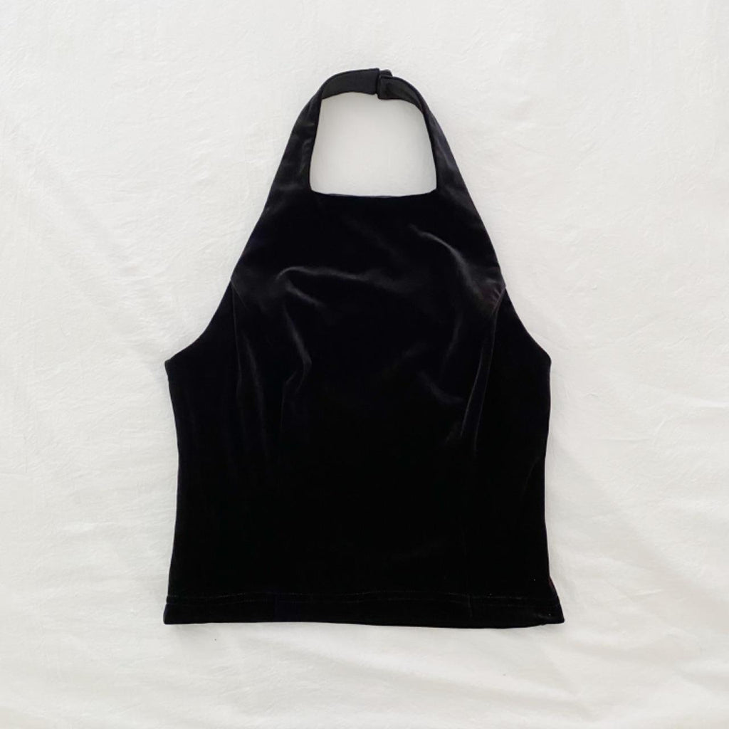 Be Smart Vintage Y2K Velvet High Neck Halter Top Size 5/6