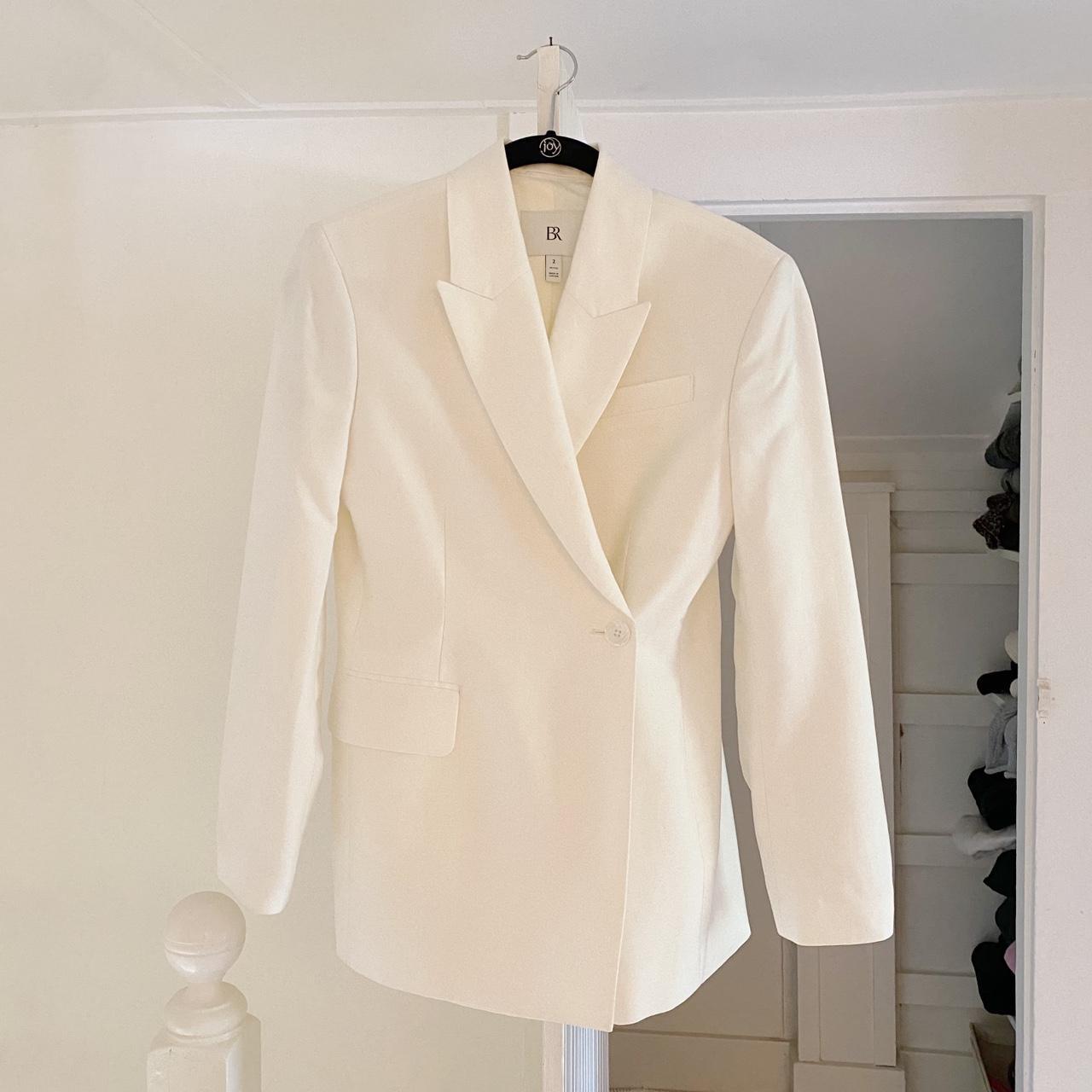 Banana Republic Hourglass Italian Viscose-Linen Blazer in Vanilla Ivory Size 2P