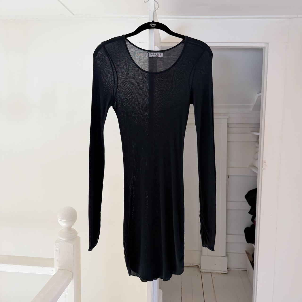 Michael Stars Vintage Y2K Semi Sheer Knit Long Sleeve Mini Dress OS