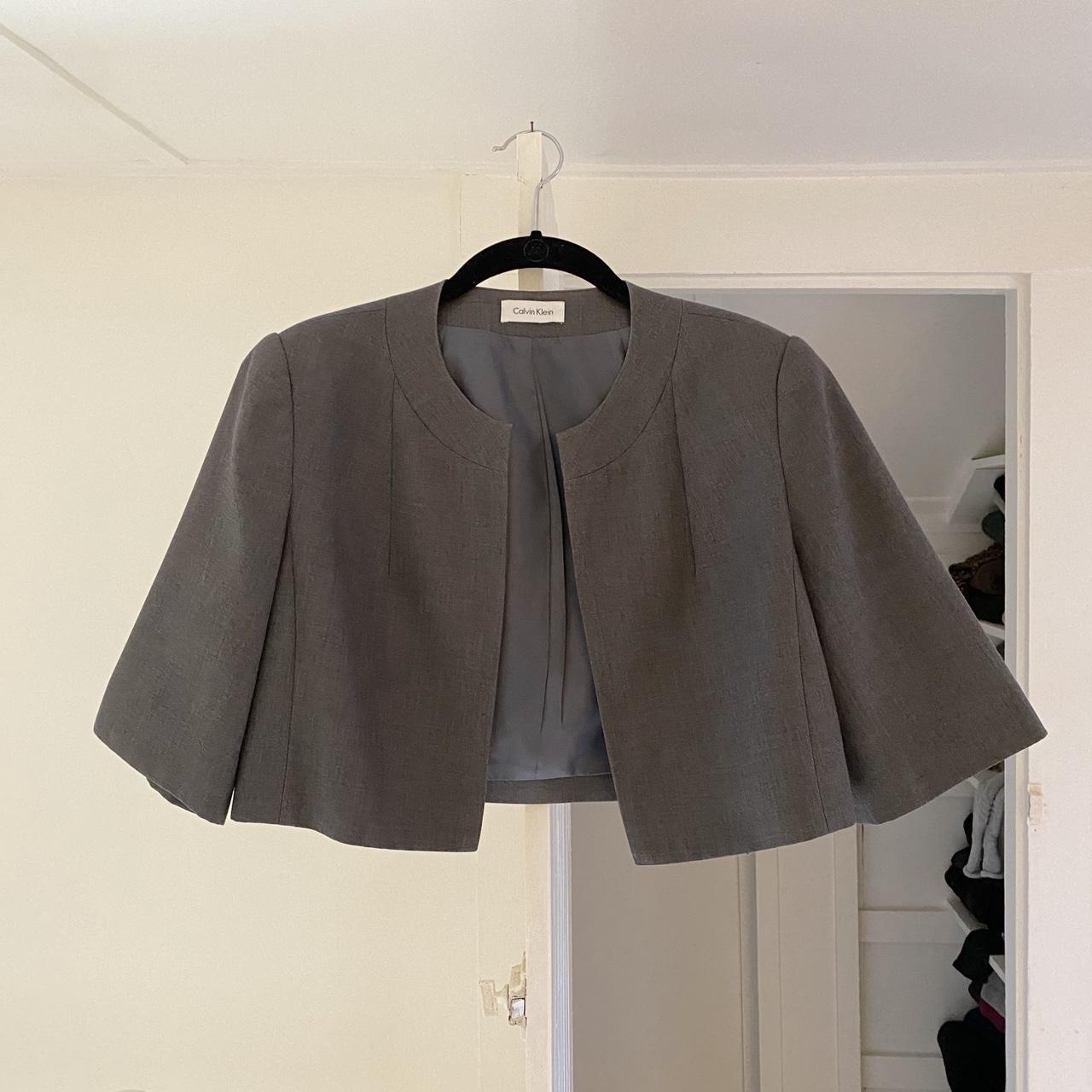 Calvin Klein Cropped Cape Blazer in Smoke Size XS/S
