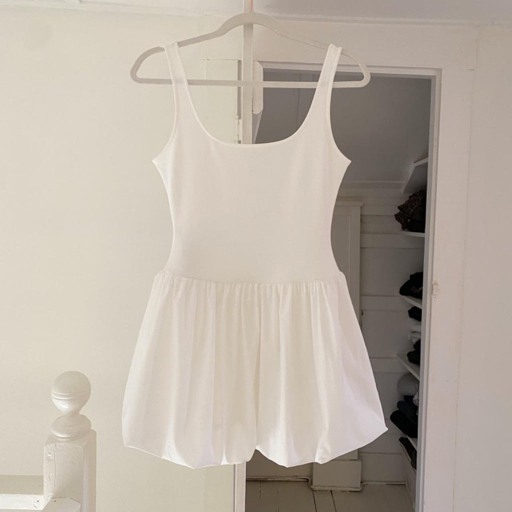MNG Mango Cotton Bubble Skirt Mini Dress in Natural White Size 2