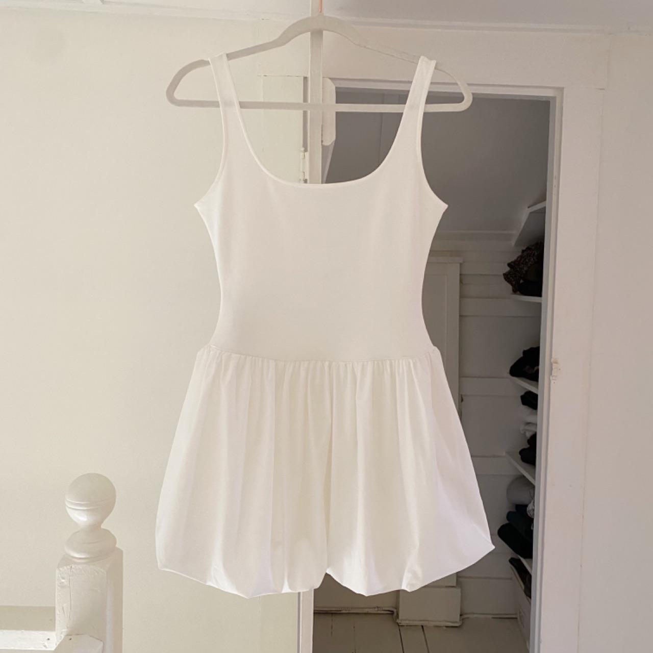 MNG Mango Cotton Bubble Skirt Mini Dress in Natural White Size 2