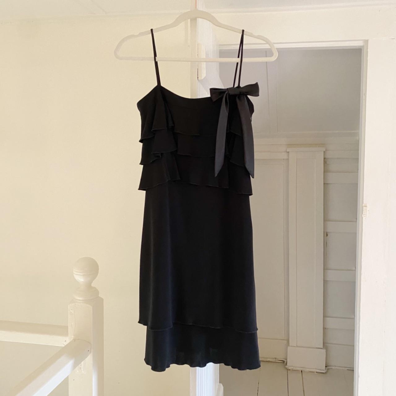 ABS by Allen Schwartz Vintage Y2K Tiered Overlay Bow Accent Dress Size P