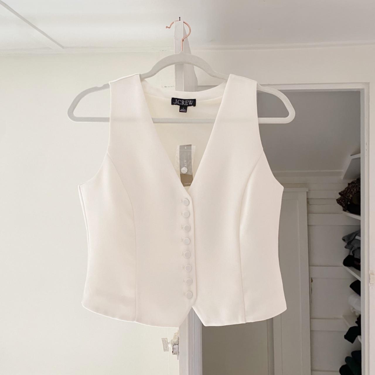 J. Crew Slim-Fit Tuxedo Vest in Ivory City Crepe NWT Size 2