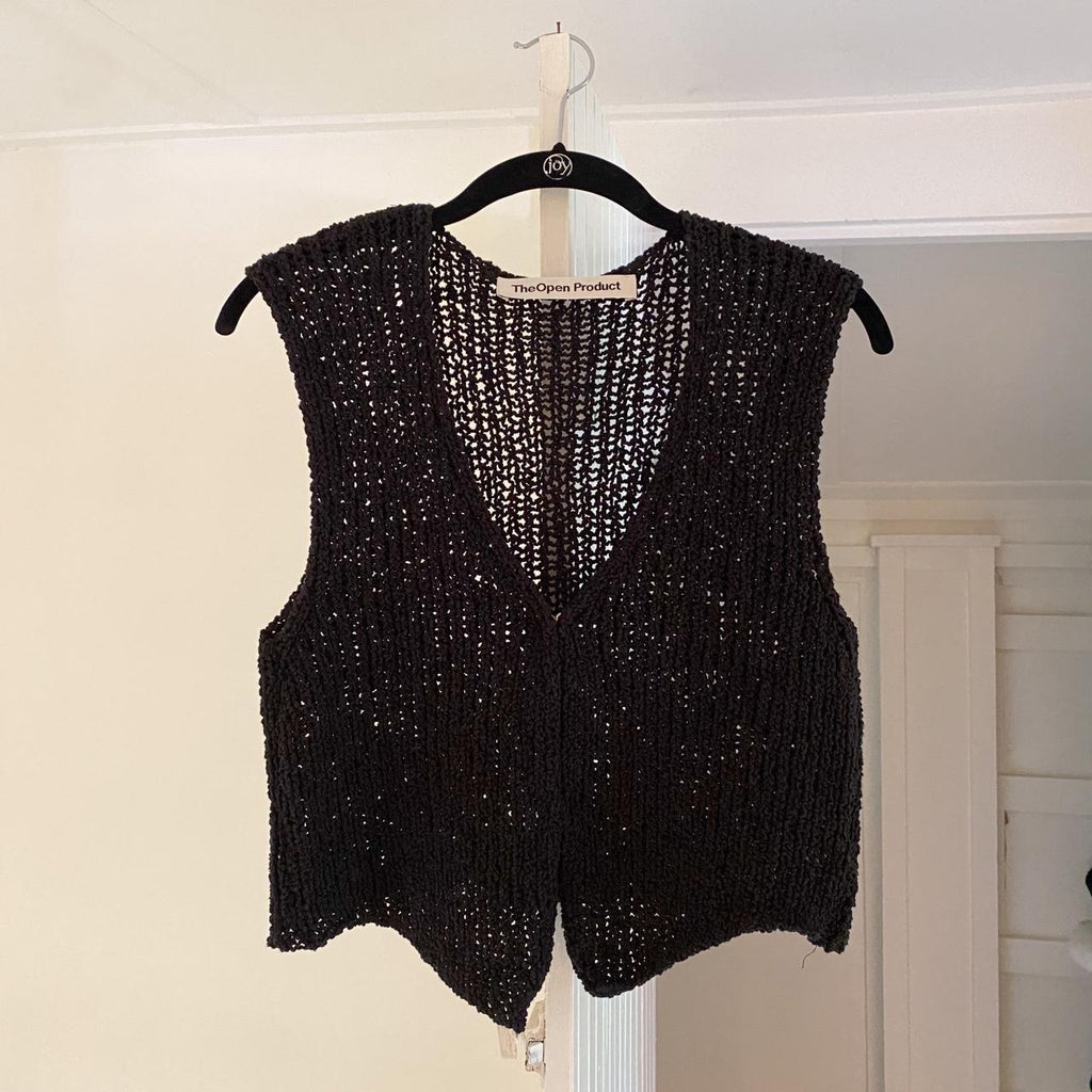 TheOpen Product Open Front Knit Top in Black Size 1