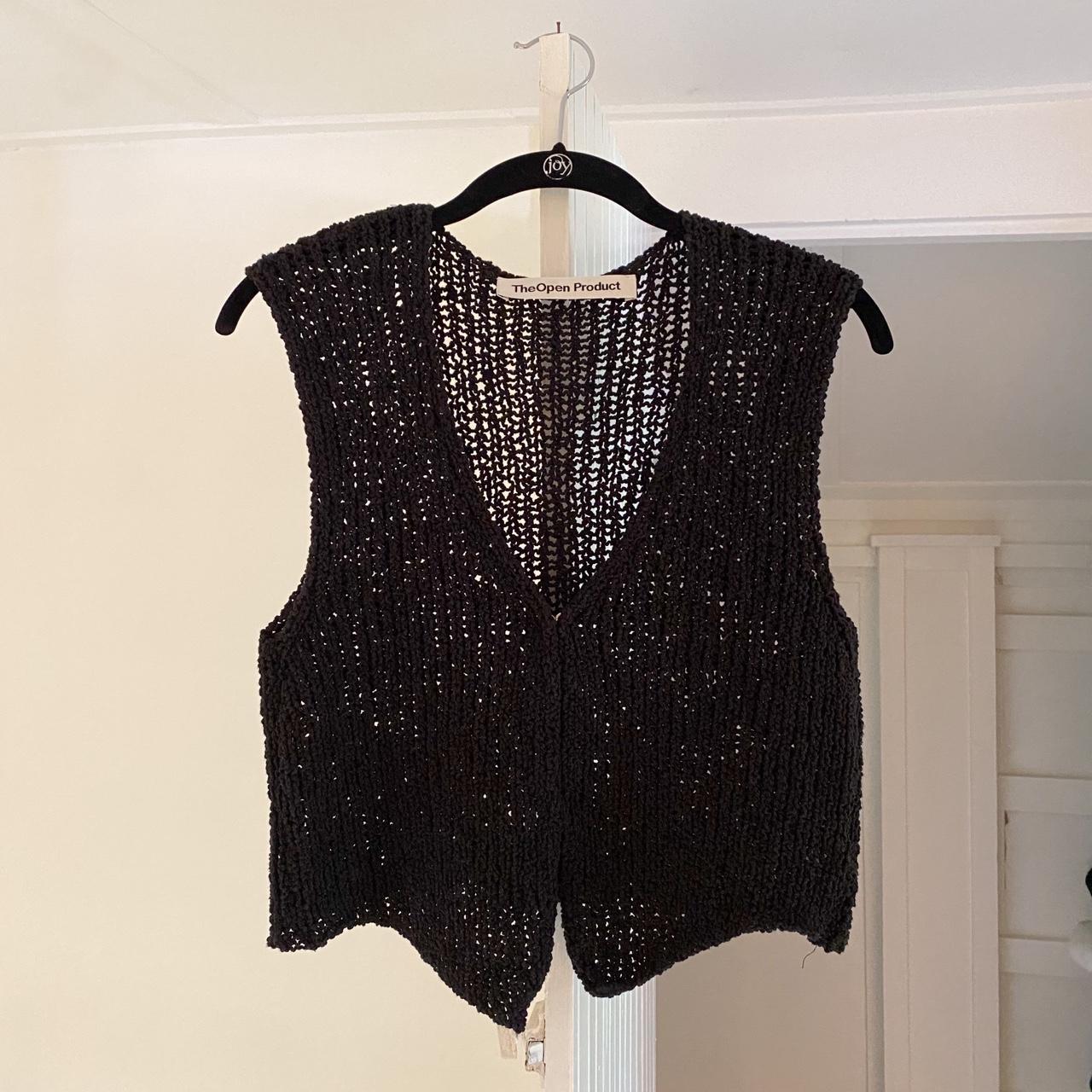 TheOpen Product Open Front Knit Top in Black Size 1