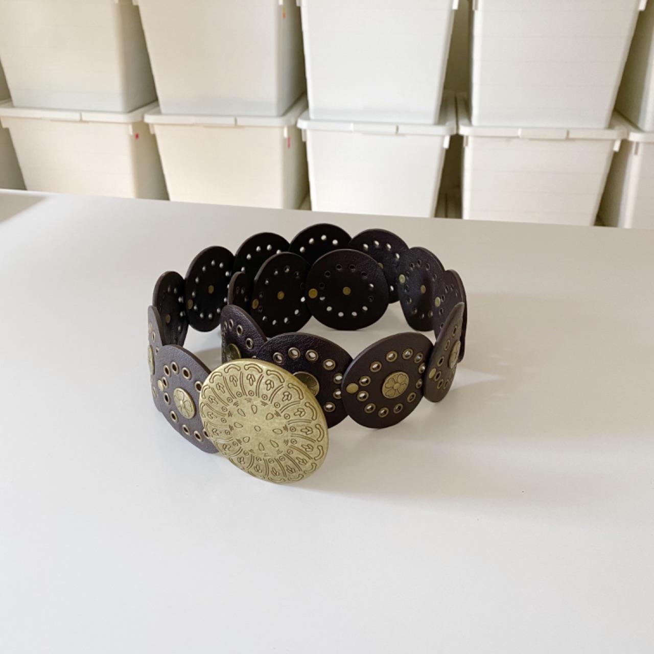 Leather Low Rise Wide Grommet Belt One Size