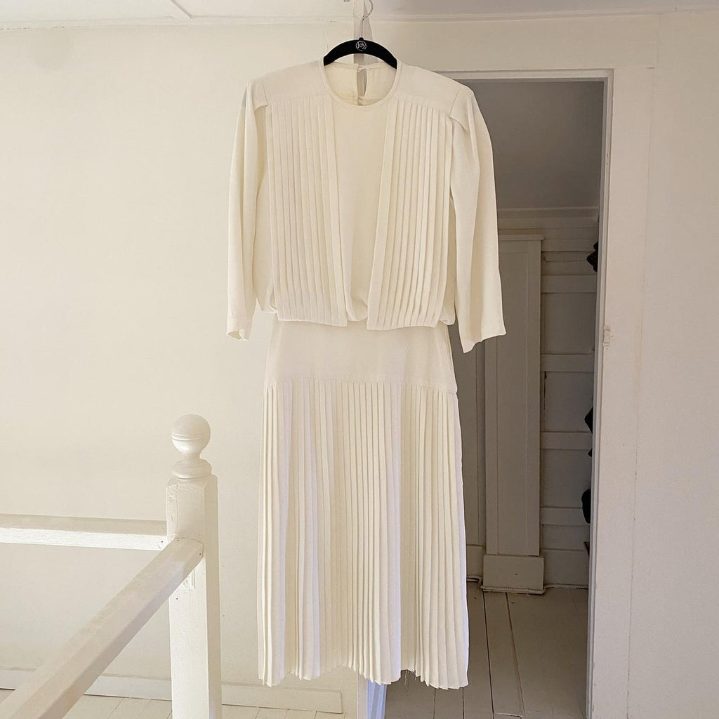 Positive Attitude Vintage 80s Pleated Drop Waist Midi Dress Size 3-4