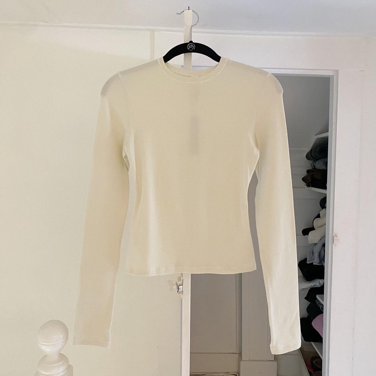 Skims Cotton Jersey Long Sleeve T-Shirt in Bone NWT Size S