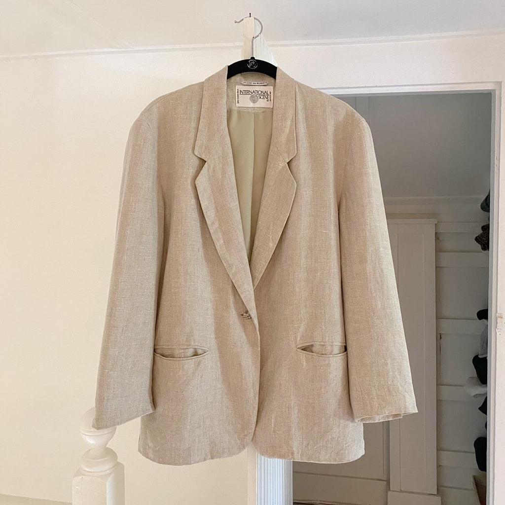 International Scene Vintage 90s Linen Blazer Jacket Size 7/8