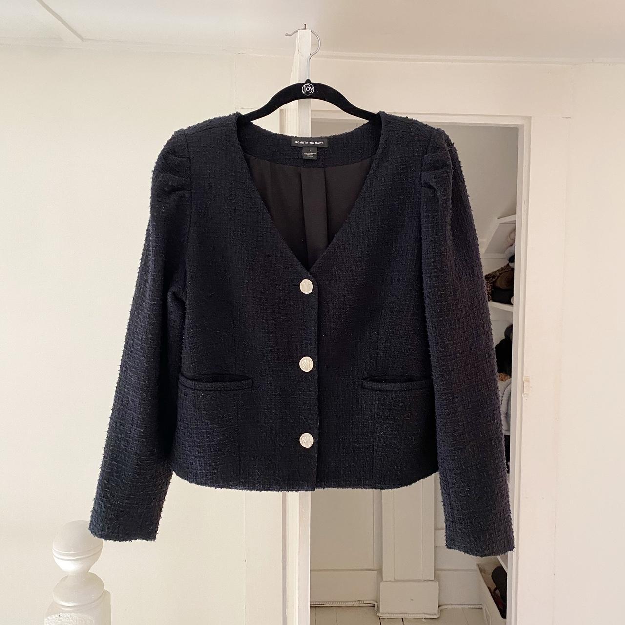 Something Navy Tweed Crop Blazer Size L