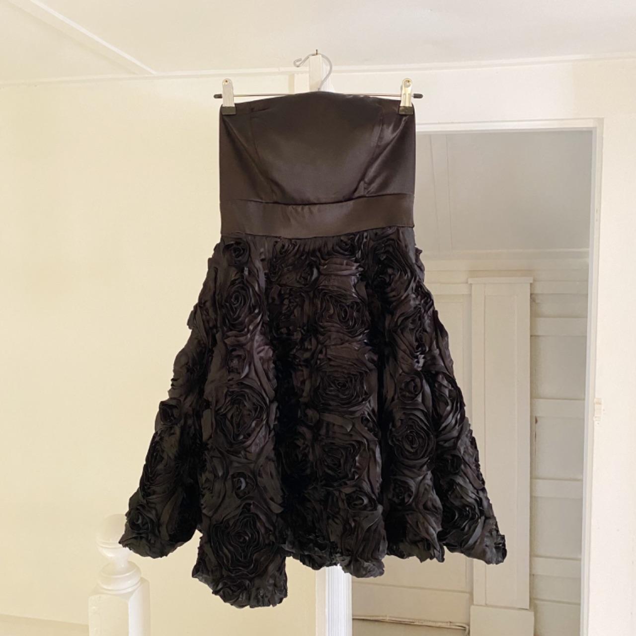 Christopher Straub Vintage Y2K Satin Rosette Strapless Mini Dress Size 5