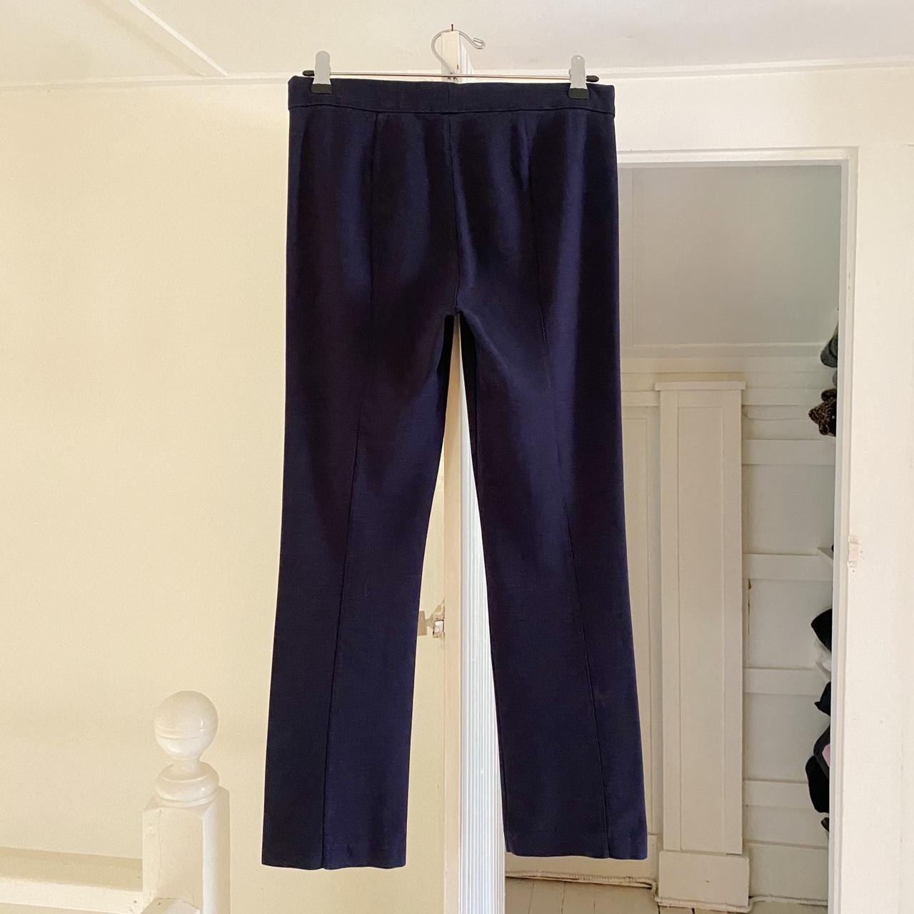 The Row Navy Knit Boot Cut Pull-On Trouser Pants Size S