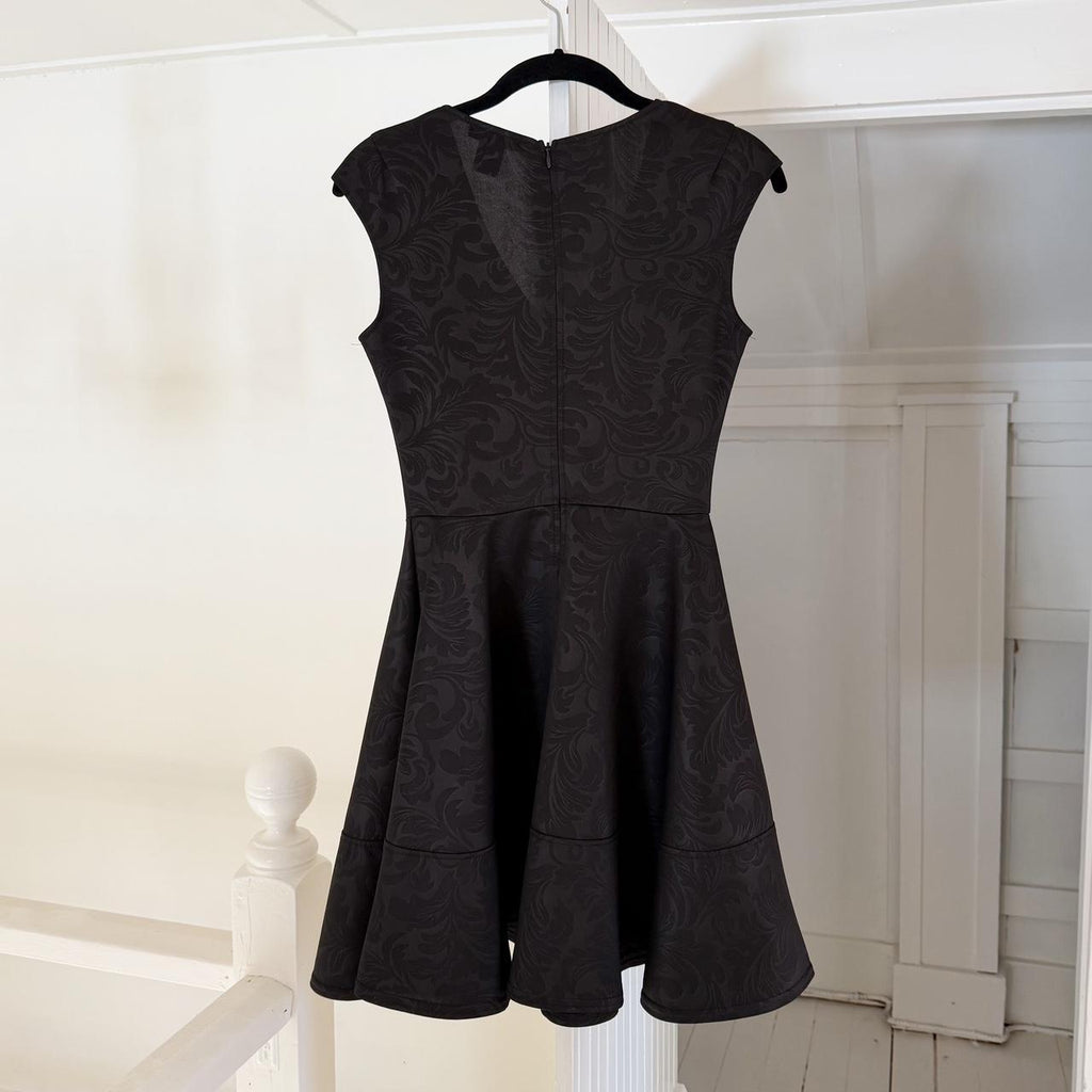 Aqua Paisley Jacquard Flared Peplum Mini Dress Size S
