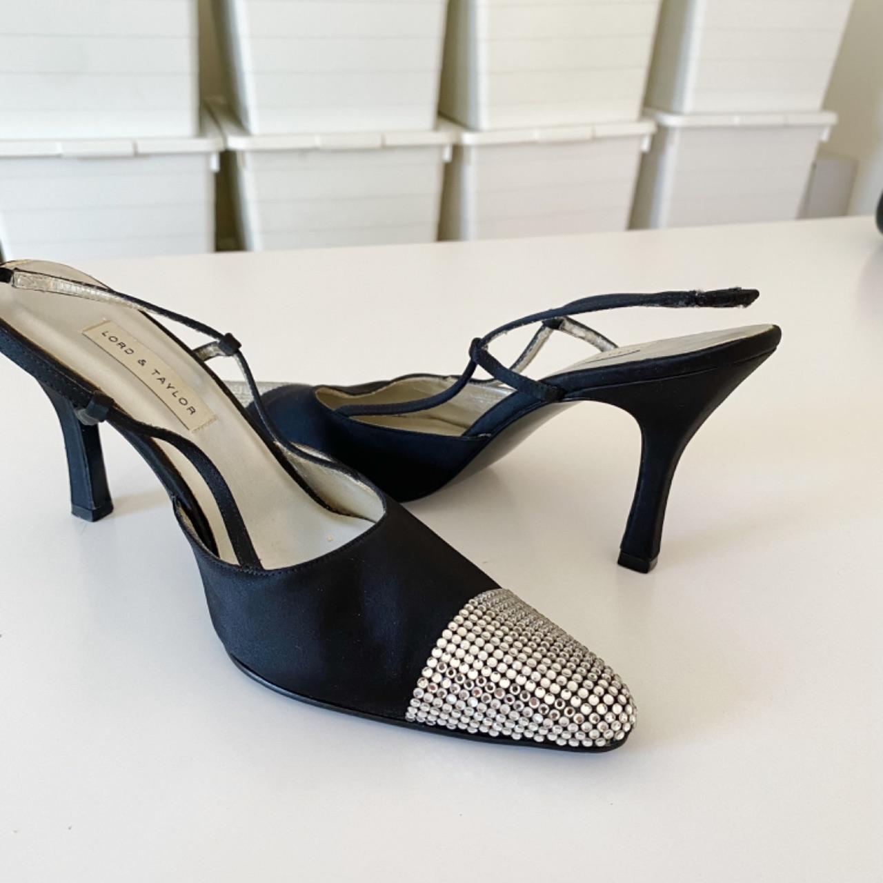 Lord & Taylor Vintage Y2K Starlet Rhinestone Toe Slingback Heels Size 6.5
