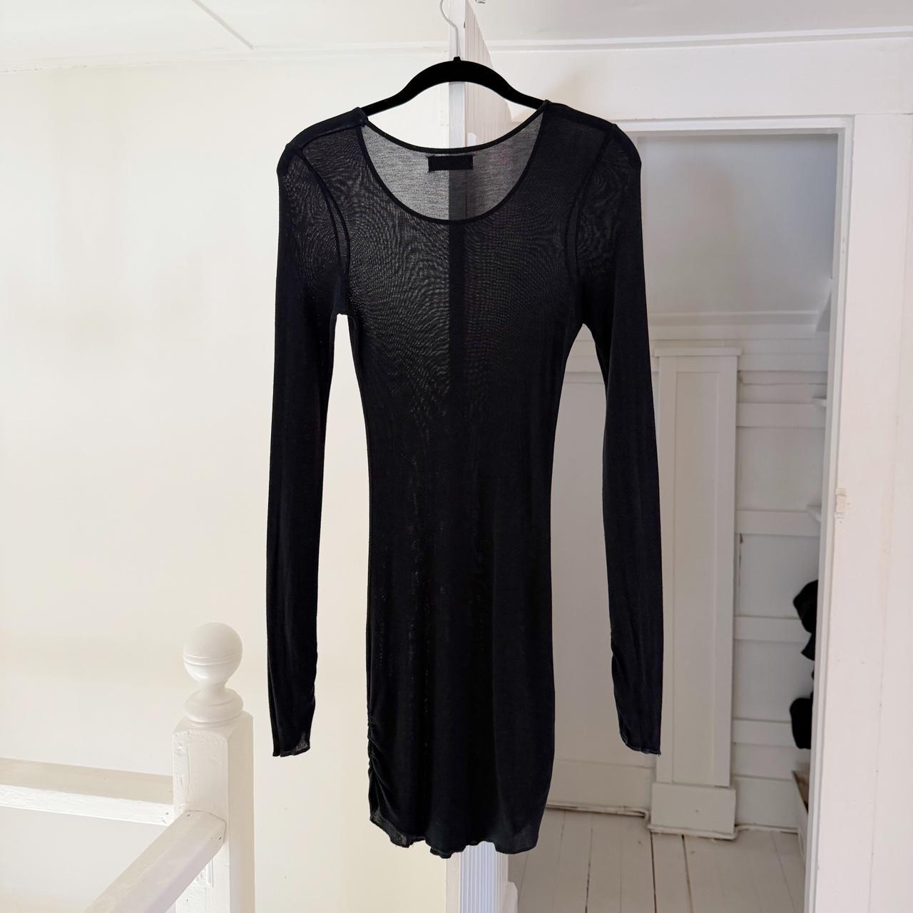 Michael Stars Vintage Y2K Semi Sheer Knit Long Sleeve Mini Dress OS