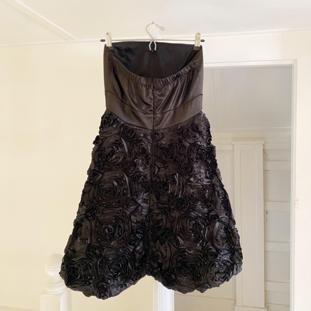 Christopher Straub Vintage Y2K Satin Rosette Strapless Mini Dress Size 5