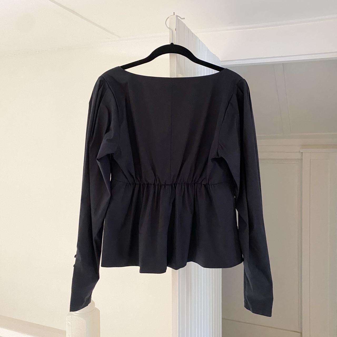 Staud Peggy Poplin Babydoll Top in Black Size M