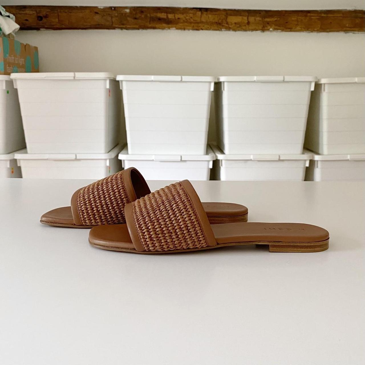 M. Gemi The Clarissa Slide Sandals in Tan Raffia NIB Size 40.5