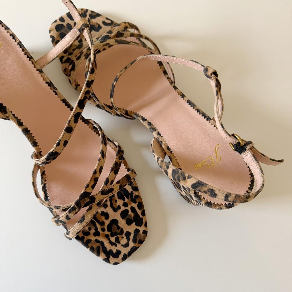 J. Crew Odette Strappy Sandals in Leopard Suede NWOT Size 10