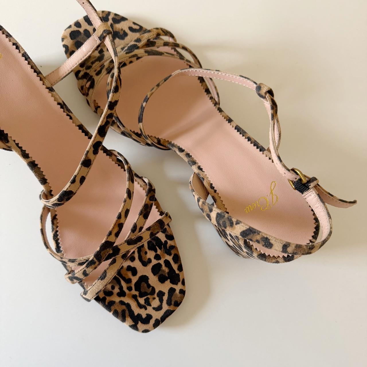 J. Crew Odette Strappy Sandals in Leopard Suede NWOT Size 10