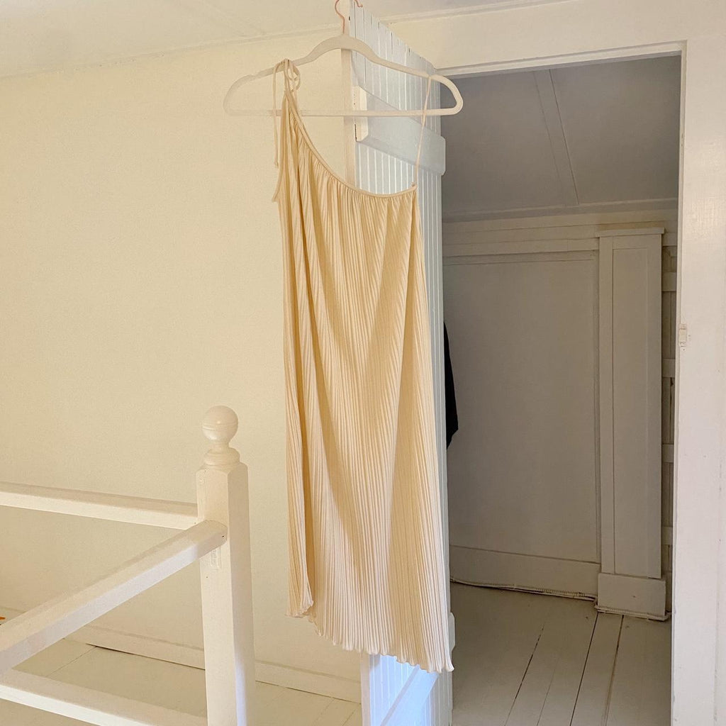 Joy Stevens Vintage 80s Pleated Asymmetric One Shoulder Midi Dress Size 5/6