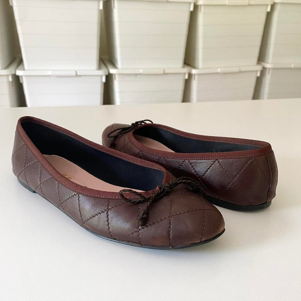 Pretty Ballerinas Rosario Quilted Leather Ballet Flats Size 39