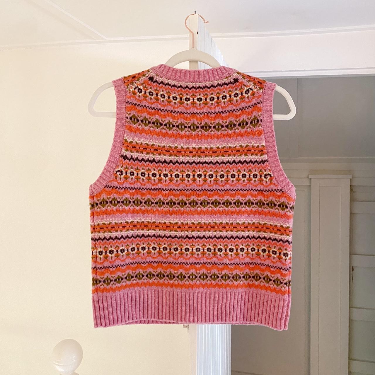 Alex Mill Francis Merino Wool Fair Isle Sweater Vest in Peony Combo Size M