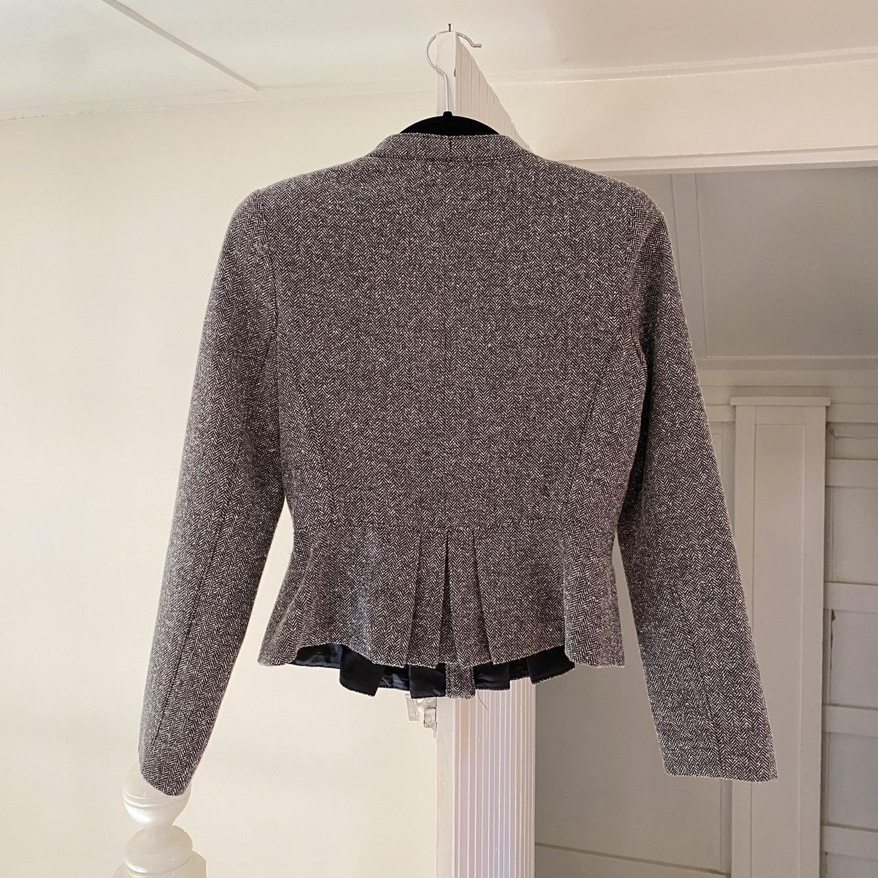 Worthington Vintage Y2K Herringbone Peplum Crop Blazer Size PS