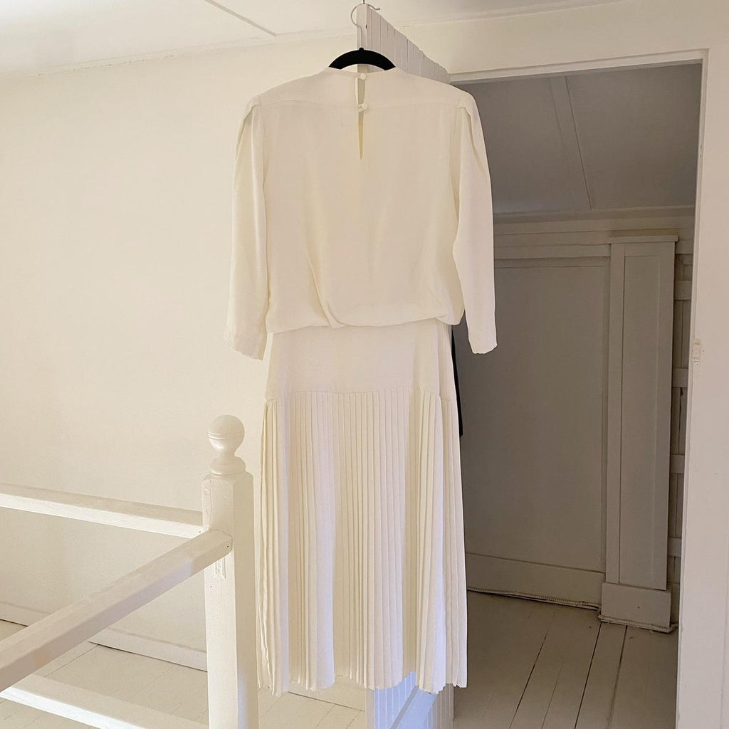 Positive Attitude Vintage 80s Pleated Drop Waist Midi Dress Size 3-4