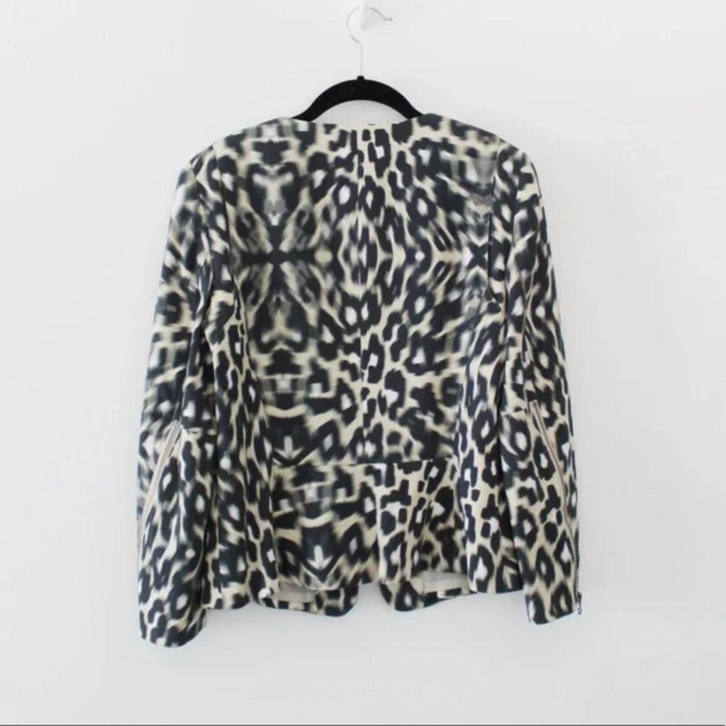 Escada Leopard Print Zip Front Blazer Jacket in Fantasy Size 38