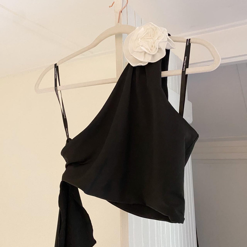 Lovers and Friends Cordelia Rosette One Shoulder Top Black & White Size XS