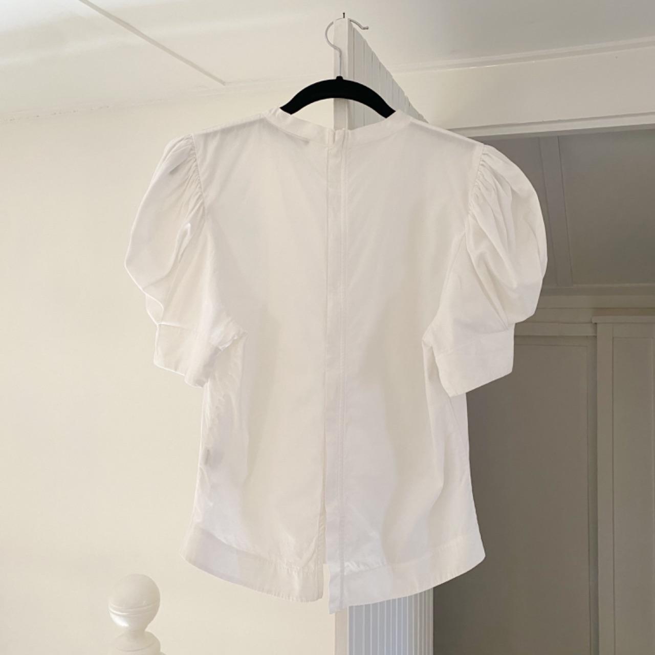 Bassike Short Balloon Sleeve Blouse in White Size 1