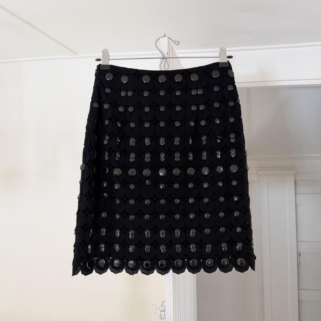Couture Couture Los Angeles Vintage Y2K Beaded Crochet Mini Pencil Skirt Size 38