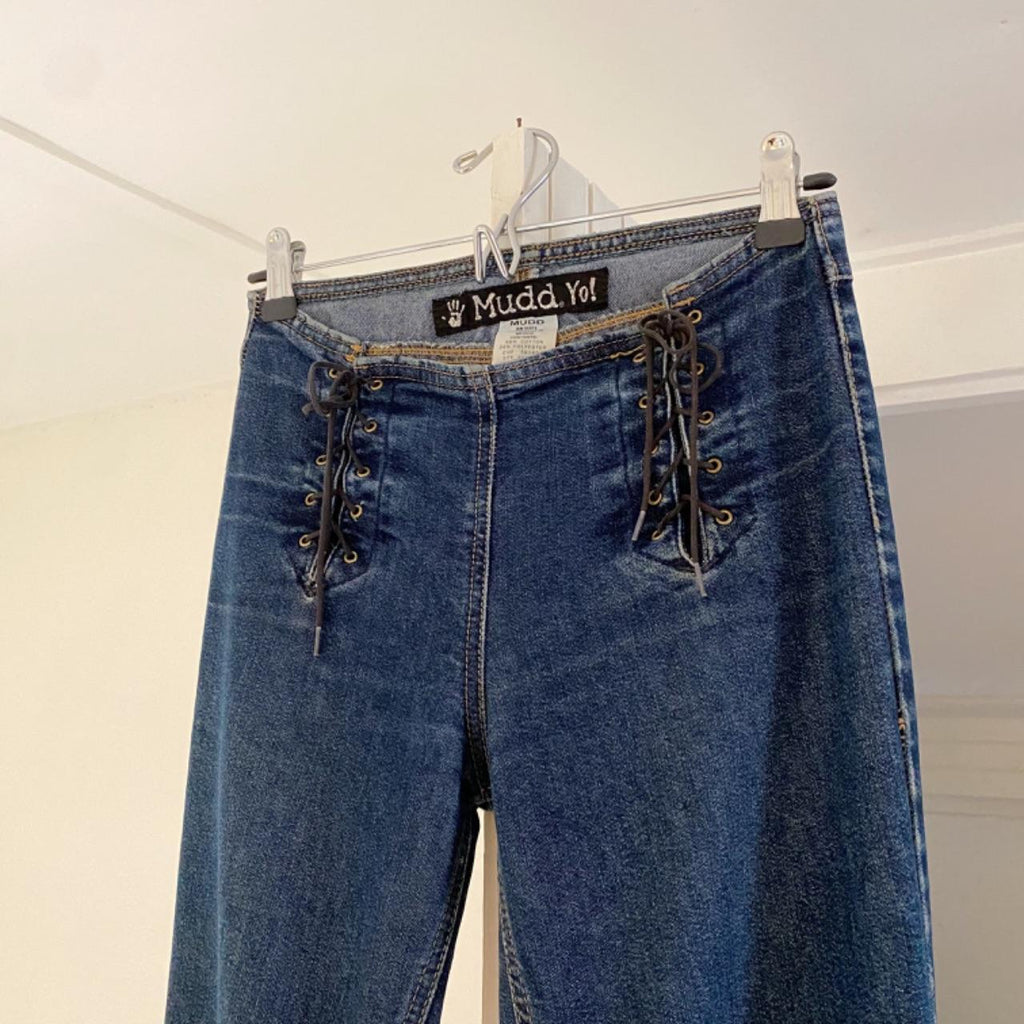 Mudd Jeans Vintage Y2K Lace Up Boot Cut Jeans Size 3