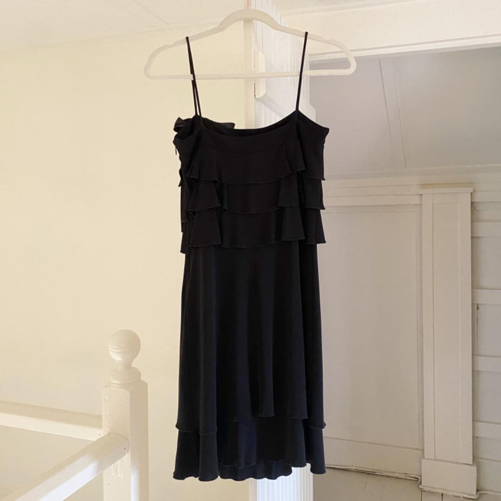 ABS by Allen Schwartz Vintage Y2K Tiered Overlay Bow Accent Dress Size P