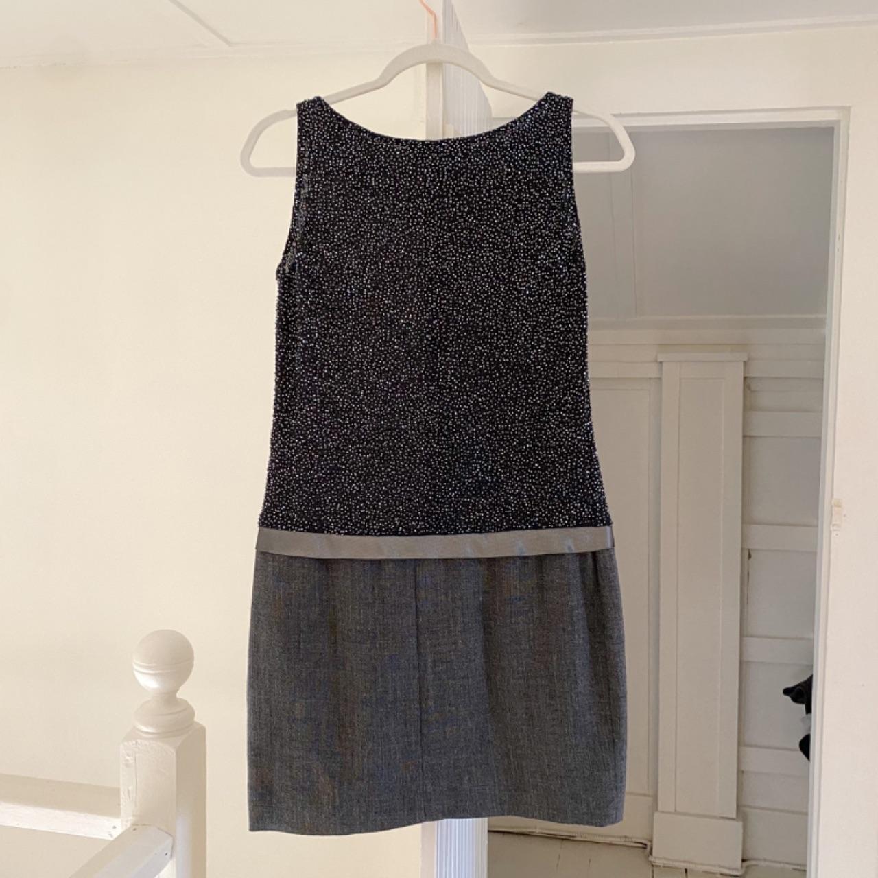 Linda Allard Ellen Tracy Vintage 90s Wool Beaded Drop Waist Mini Dress Size 2