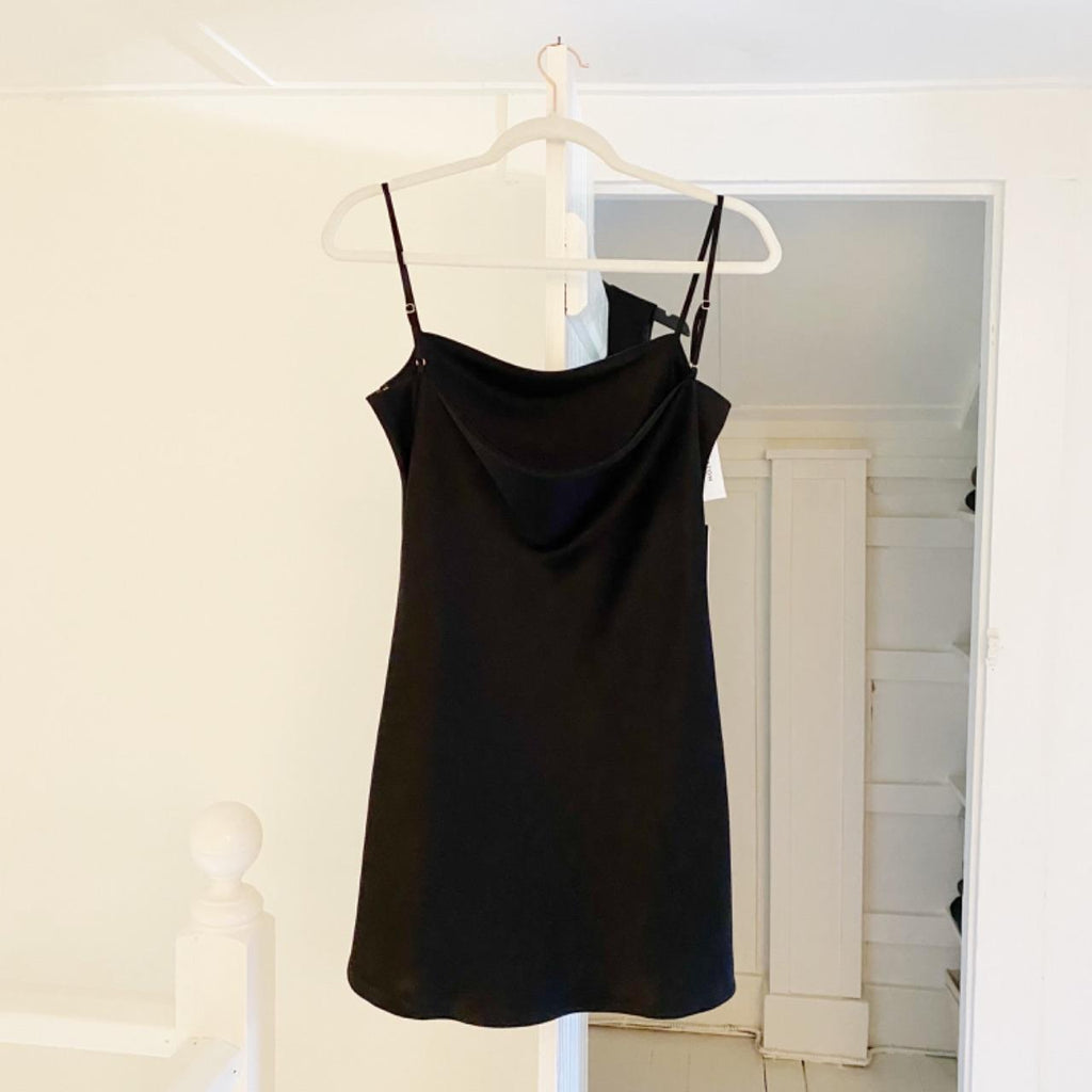 Babaton / Aritzia Encore Satin Mini Slip Dress in Black NWT Size XS