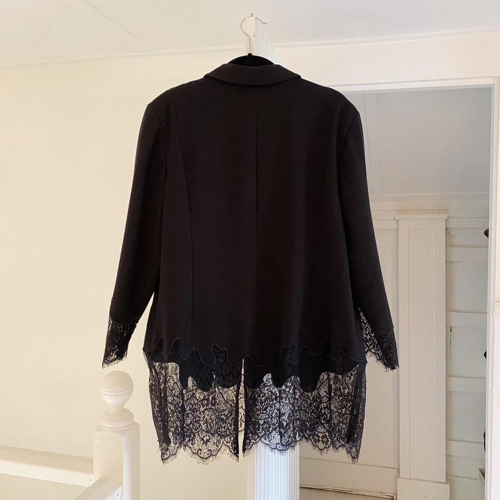 Black Label by Chico’s Lace Trim Blazer Jacket Size 3