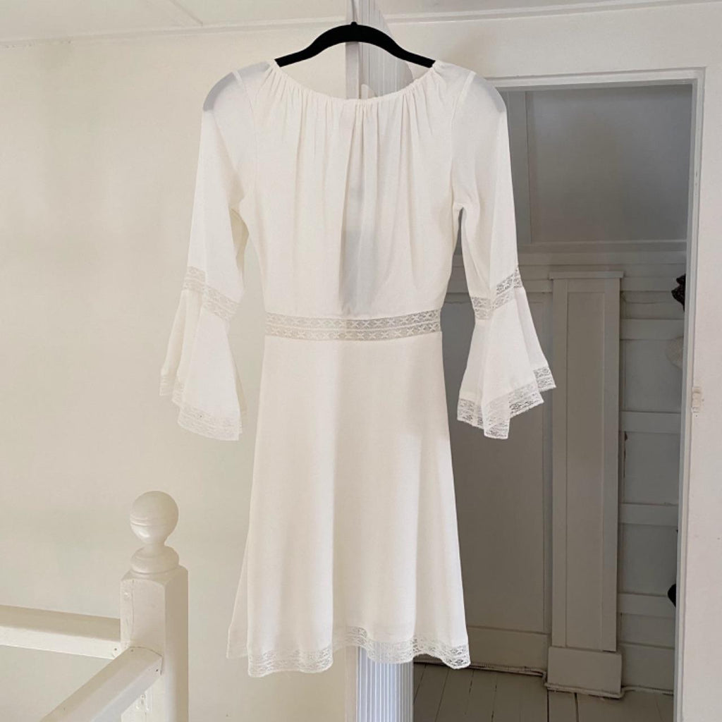 For Love & Lemons Angelina Lace Trim Mini Dress in Ivory NWT Size XS
