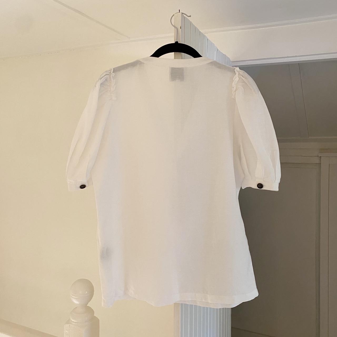 G. Label by Goop Marcia Linen Puff Sleeve Top in White Size 8