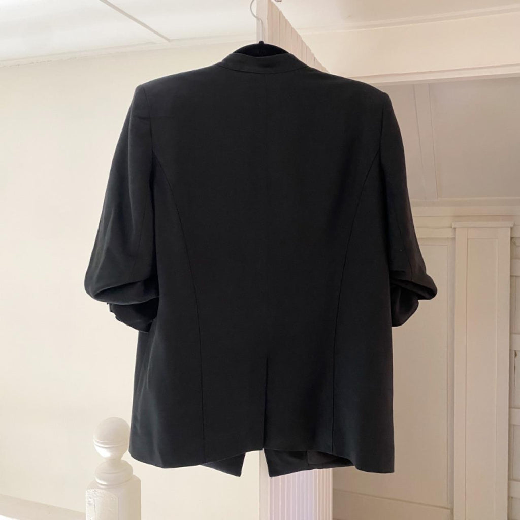 Helmut Lang Slouchy Suiting Scrunched Sleeve Blazer in Black Size 8