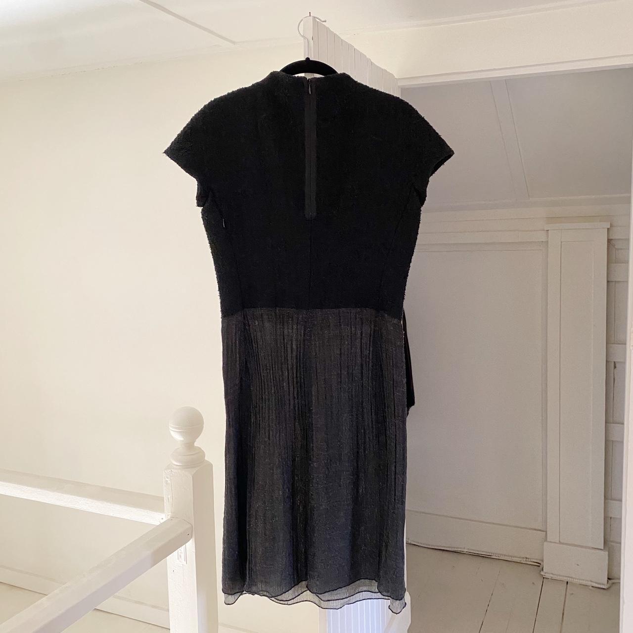 Emporio Armani Vintage 90s Mock Neck Wool Knit Contrast Pencil Dress Size 38