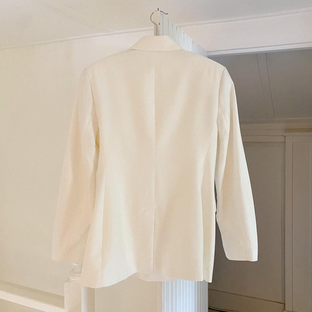 Banana Republic Hourglass Italian Viscose-Linen Blazer in Vanilla Ivory Size 2P