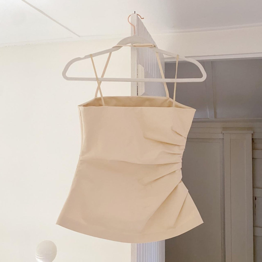 A.L.C. Charlotte Sateen Halter Top in Beige NWT Size 0