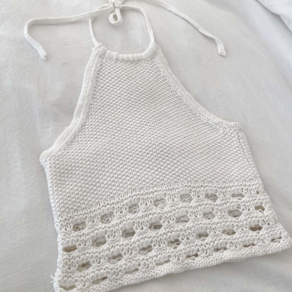 Moda Int’l Vintage 90s Crochet Knit Halter Top Size XS