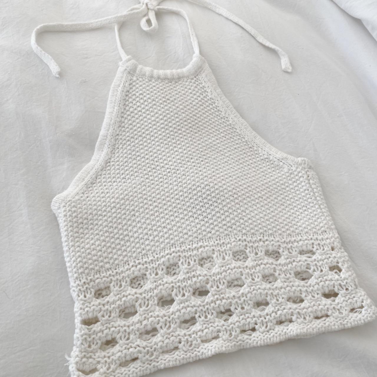 Moda Int’l Vintage 90s Crochet Knit Halter Top Size XS