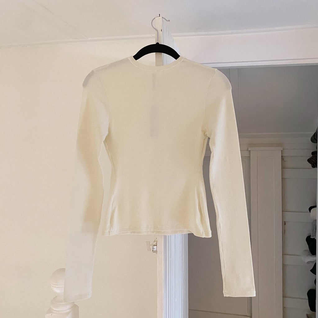 Skims Cotton Jersey Long Sleeve T-Shirt in Bone NWT Size S